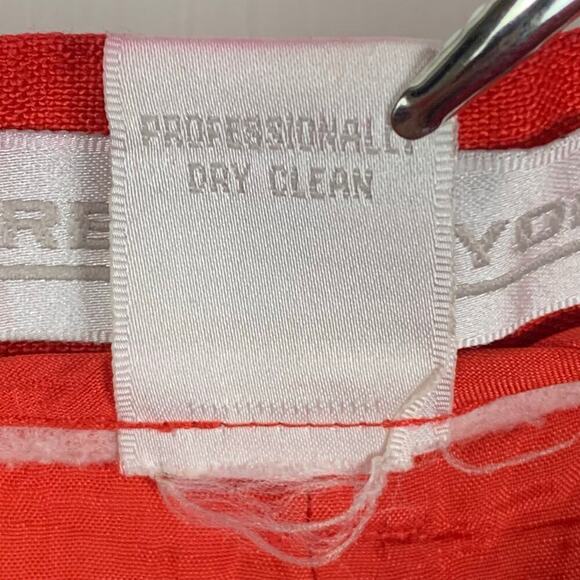 Preston & York Bright Red 100% Linen High Rise Pleated Cuffed Trousers - Size 16 - Picture 6 of 7